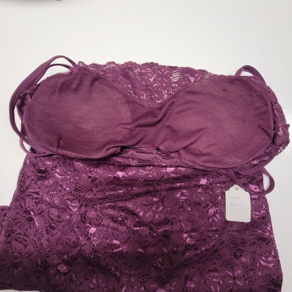 Purple Lace Long Camisole Lace Tank Top Stretchy Long Camisole - Size L- NEW - Picture 3 of 10